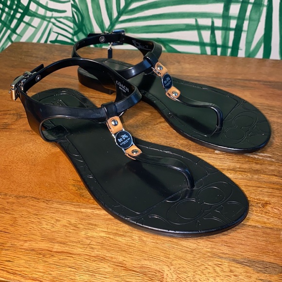 Coach Piccadilly Black Rubber Jelly Sandals Women’s 5 B - Picture 2 of 10